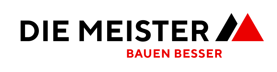 A black and red logo for die meister bauen besser
