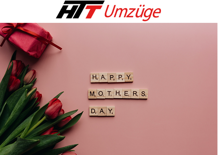 Ein rosa Hintergrund mit Blumen und den Worten „Alles Gute zum Muttertag“