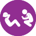 Un círculo morado con dos personas sentadas en él.