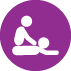 Una persona está dándole un masaje a un bebé en un círculo morado.