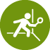 Una silueta de una persona sosteniendo una raqueta de tenis en un círculo verde.