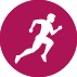 Una silueta de una persona corriendo en un círculo rosa.