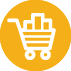 Un icono de carrito de compras en un círculo amarillo sobre un fondo blanco.