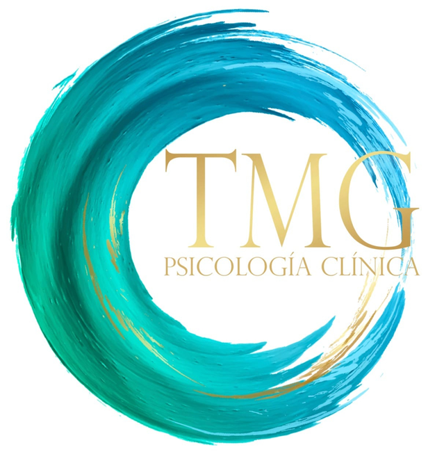 Logo: Teal and gold swirled circle with