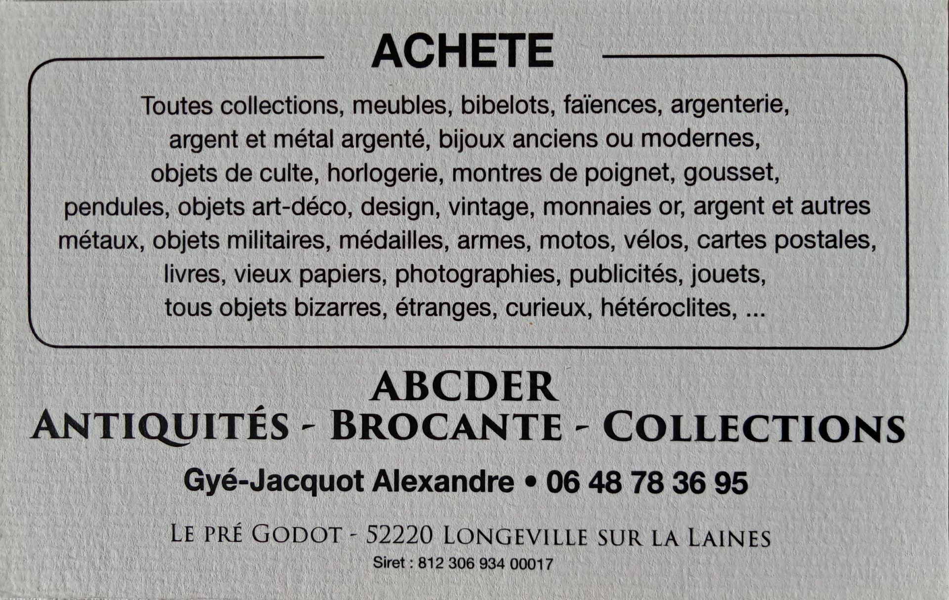 Carte de visite verso