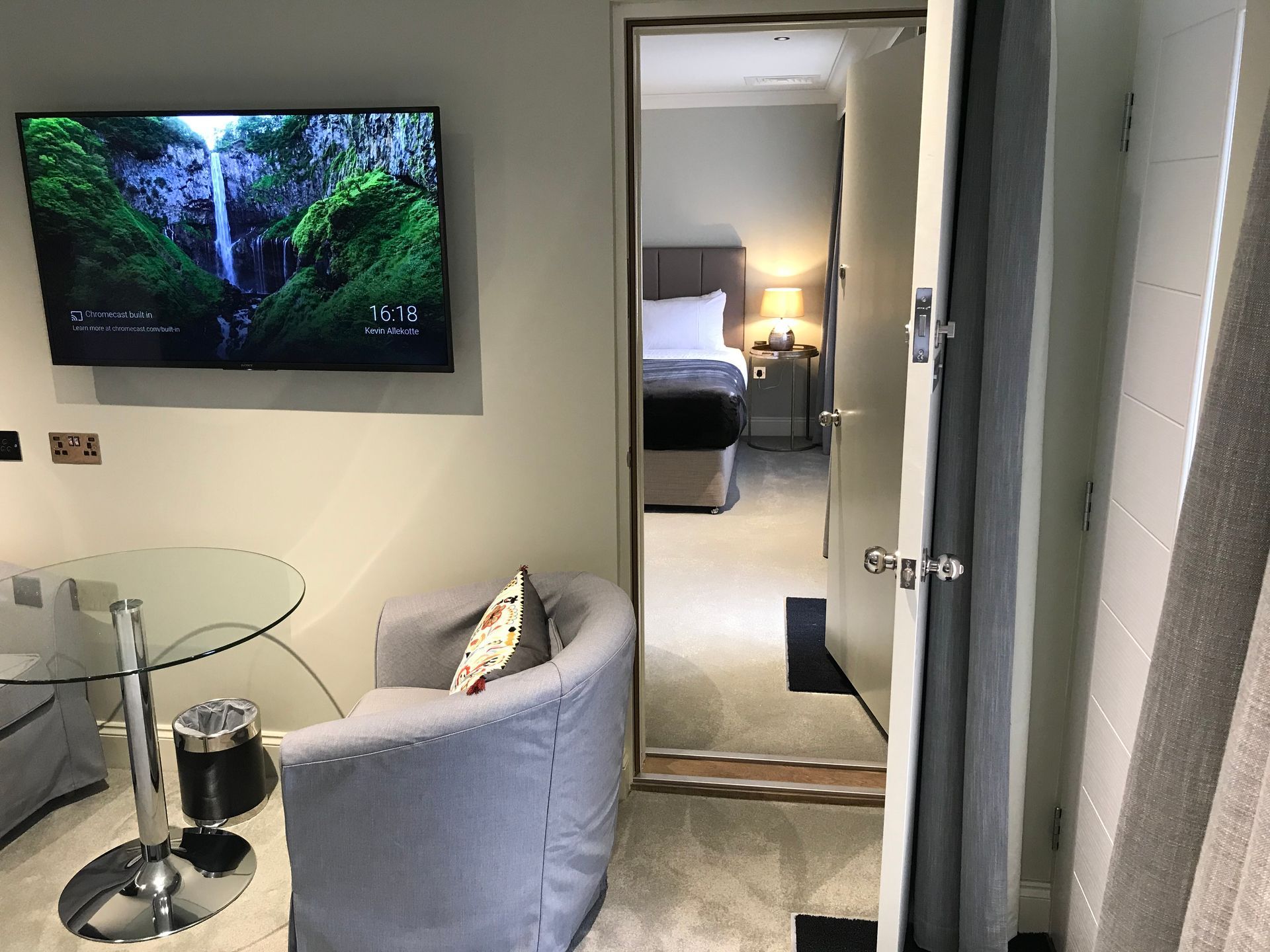 Image shows a pair of interconnecting doors linking the two apartments at Hillside Farm Apartments to each other