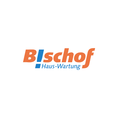 Bischof Haus-Wartung logo in orange and blue on a white background