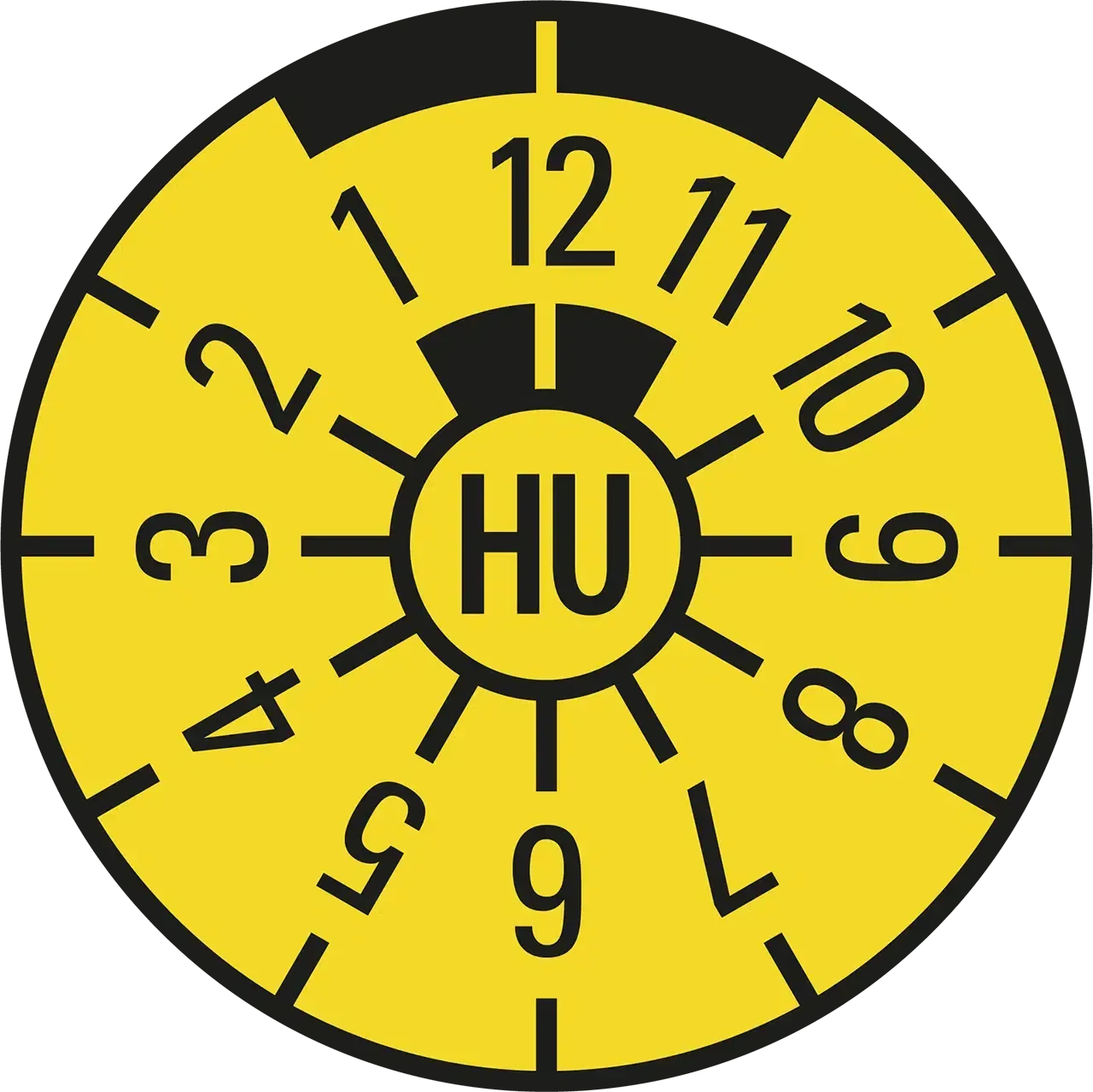 HU Plakette gelb Logo