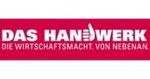 A red and white logo for das handwerk die wirtschaftsmacht von nebenan.