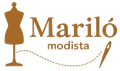 Logotipo para "Maril&oacute; modista", que incluye un maniqu&iacute;, texto y una aguja e hilo.