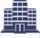 Une icône d'immeuble de bureaux bleu avec plusieurs étages.