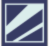 Carré bleu avec une bande diagonale blanche.