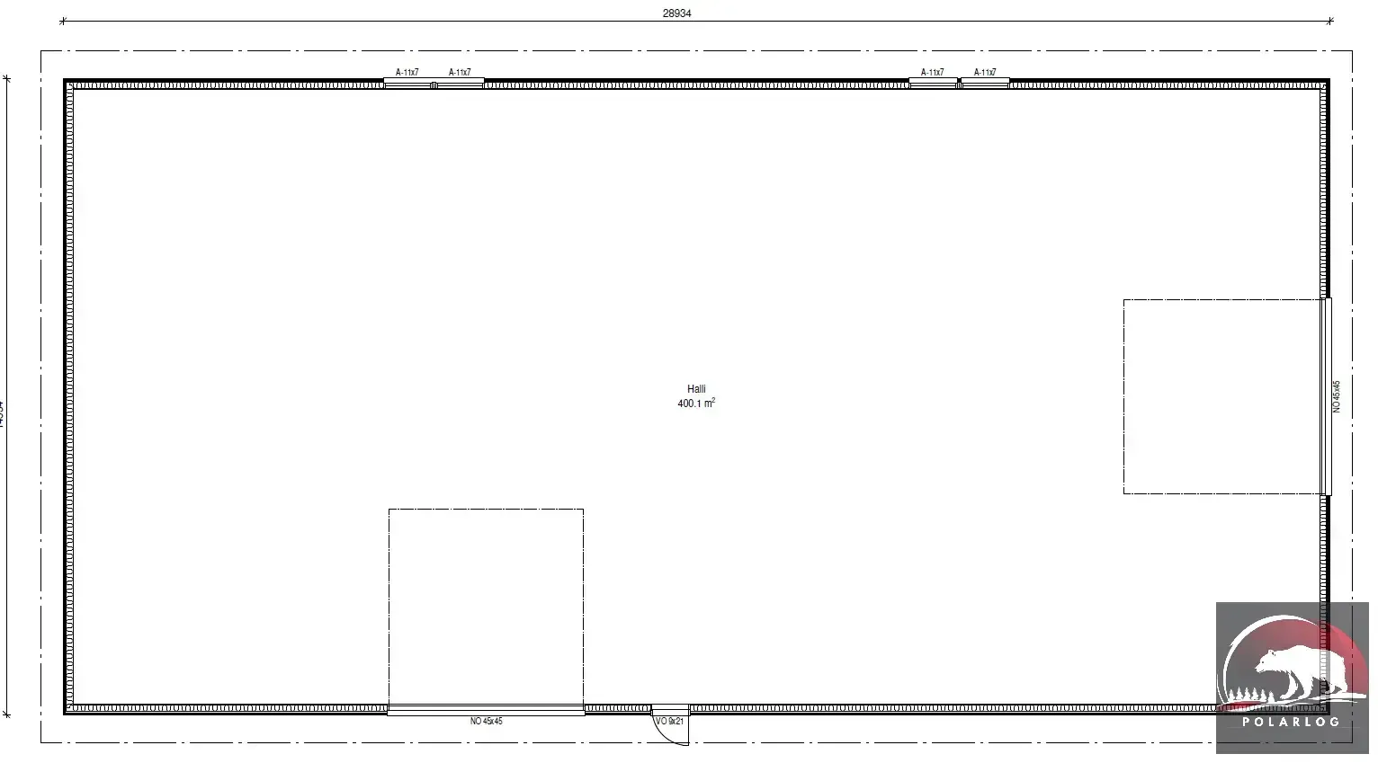 Pohjapiirros konehallista