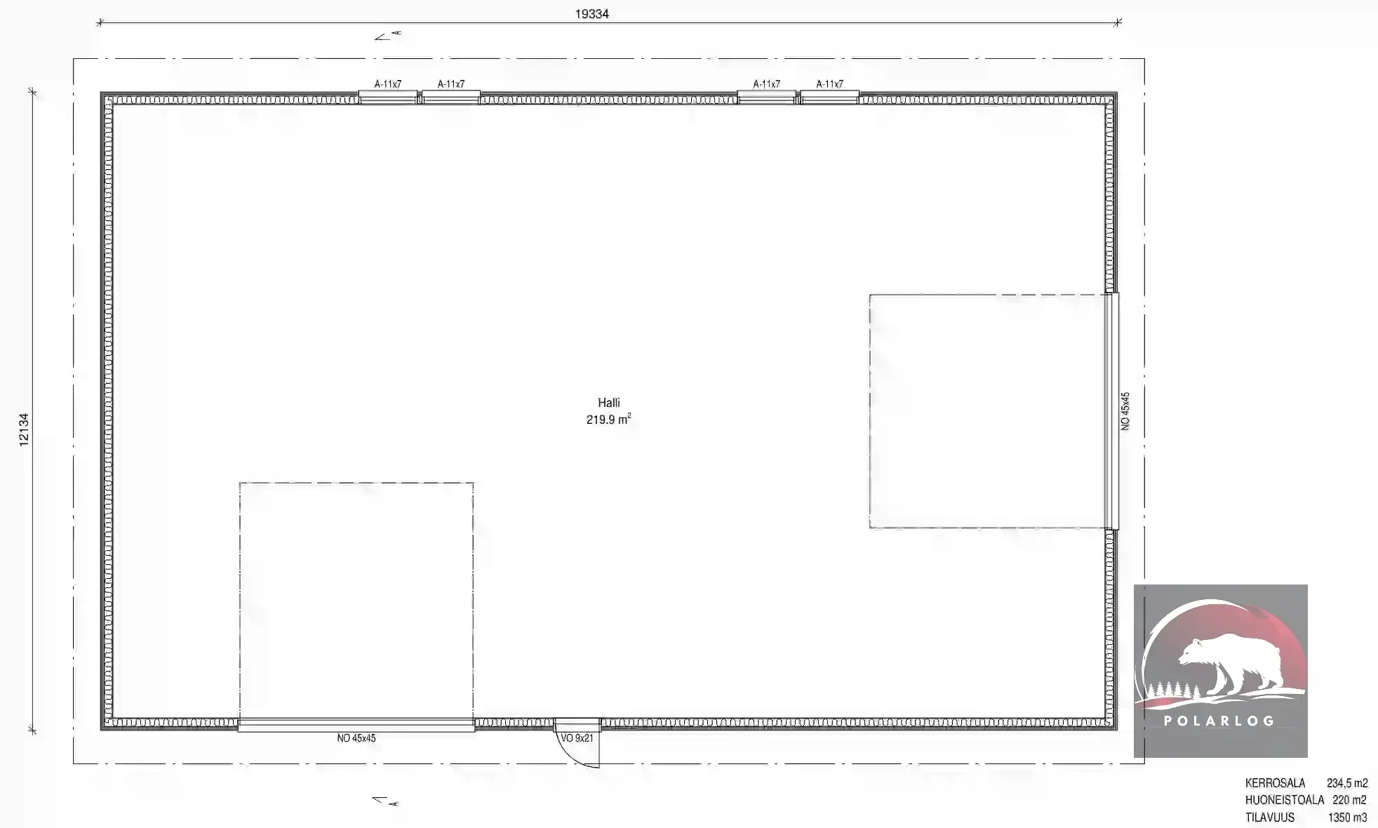 Konhalli pohjapiirros