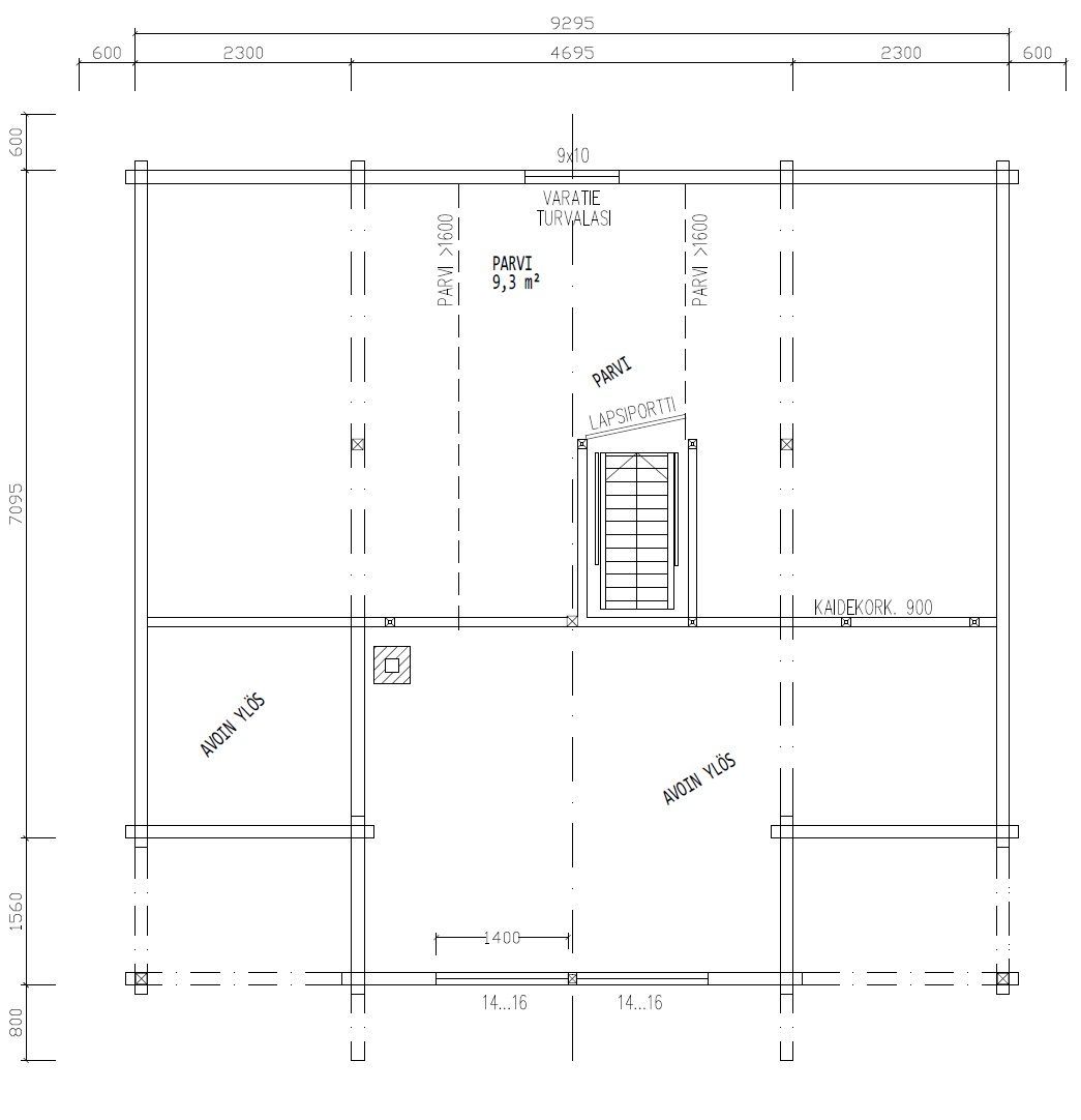 Grundriss mit Raummaßen, einer Tür und Maßangaben.