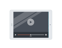Una tableta con un reproductor de vídeo en la pantalla.