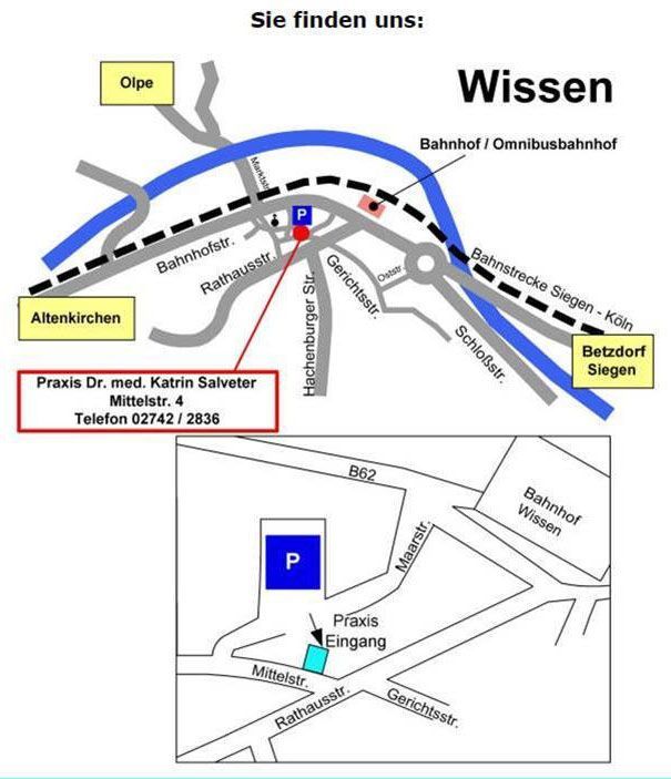 Eine Karte mit der Lage von Wissen in Deutschland