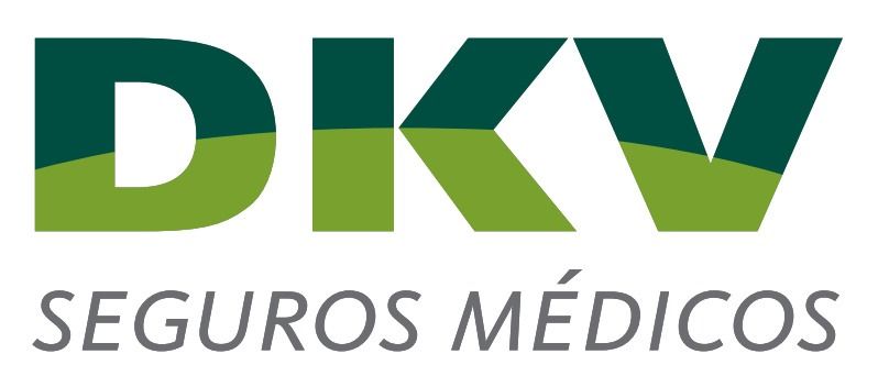 Logotipo de DKV Seguros Médicos, texto en color verde oscuro y claro sobre fondo blanco.