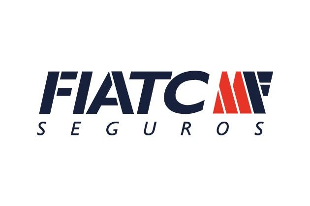Logotipo para FIAT Seguros. Texto azul oscuro con elementos de diseño rojos. 