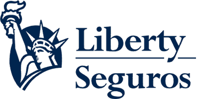 Logotipo de Liberty Seguros: Estatua de la Libertad con antorcha y texto.