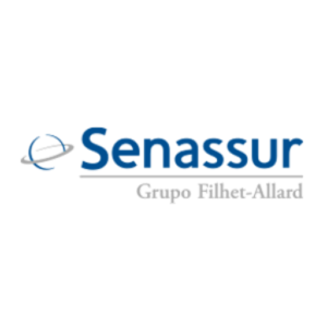 Logotipo de Senassur, Grupo Filhet-Allard; texto y gráfico en color azul, fondo blanco.