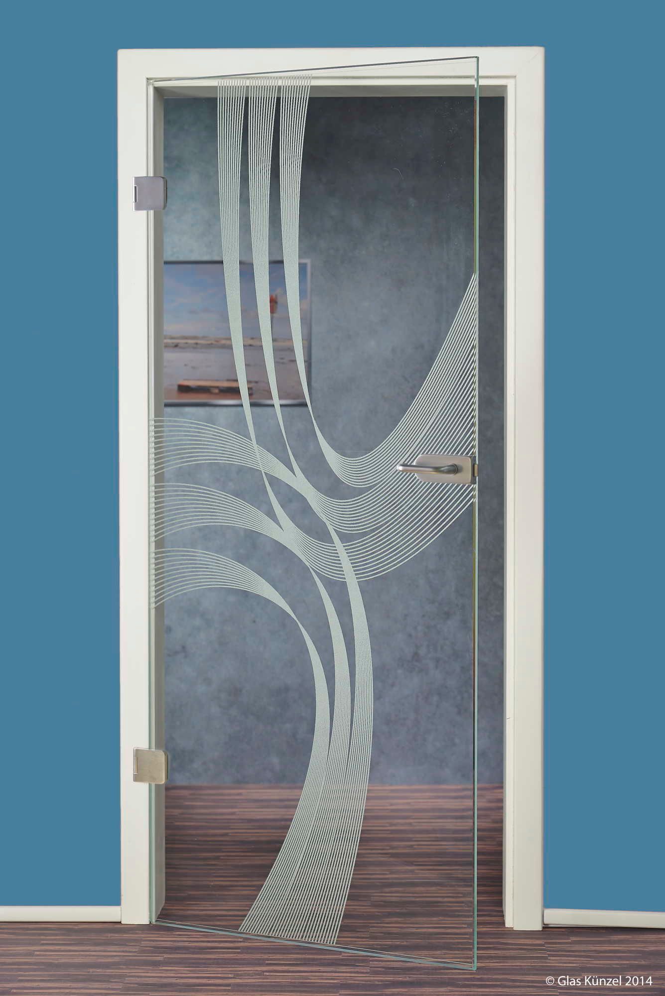 Glastür mit Ornamenten