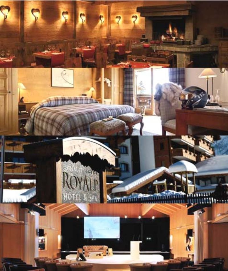 Un collage de photos d'un hôtel appelé royalp