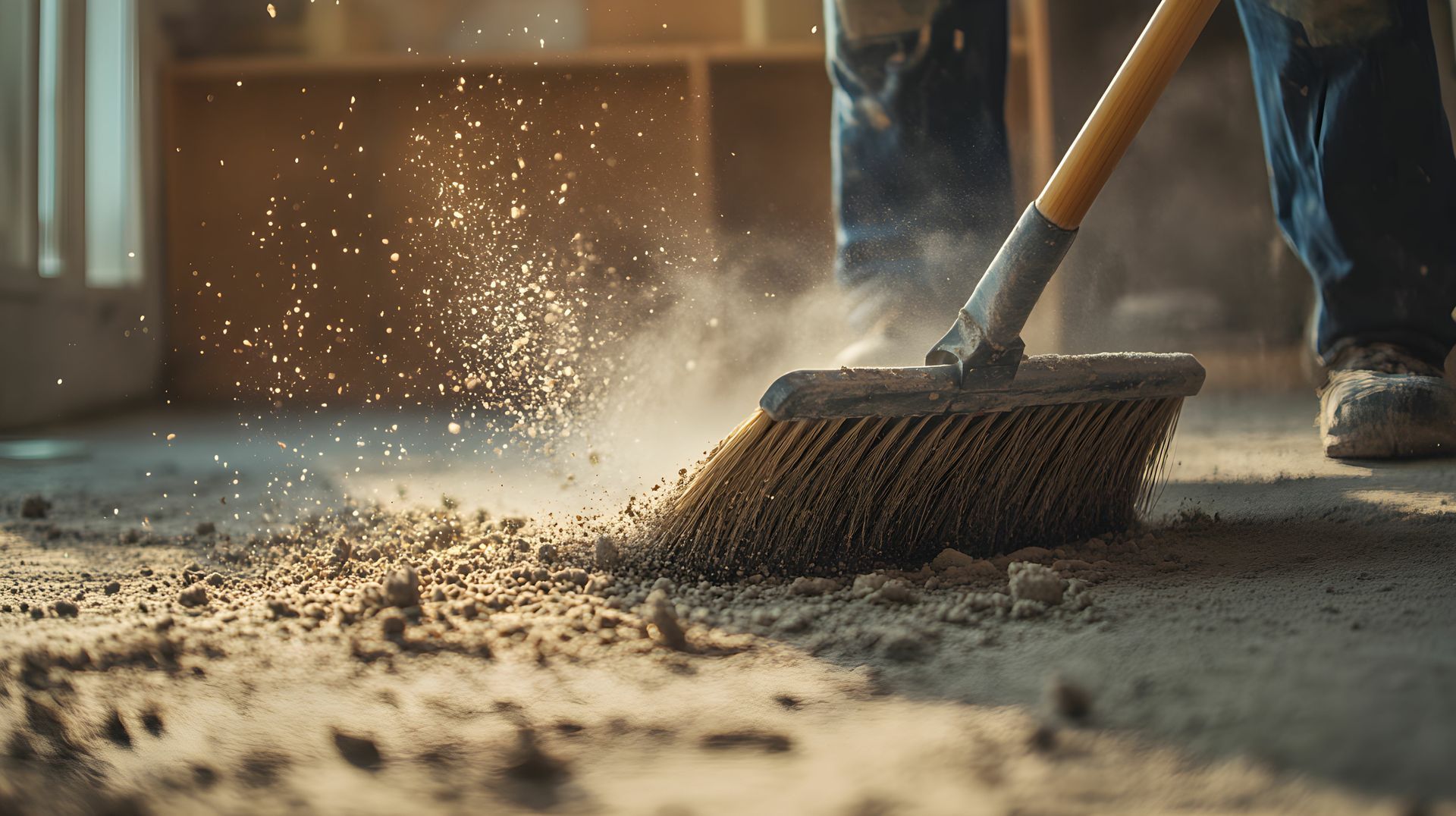 Coup de balai après un chantier.