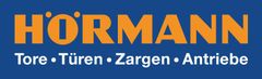Das Wort Hörmann steht auf blauem Hintergrund