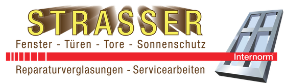 Ein Logo für Strasser mit einem Bild eines Fensters