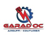 Logo pour Garadoc avec un piston, un éclair et un engrenage. GARADOC