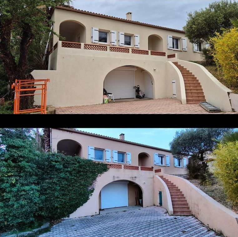 Avant/après le ravalement de façade d'une maison