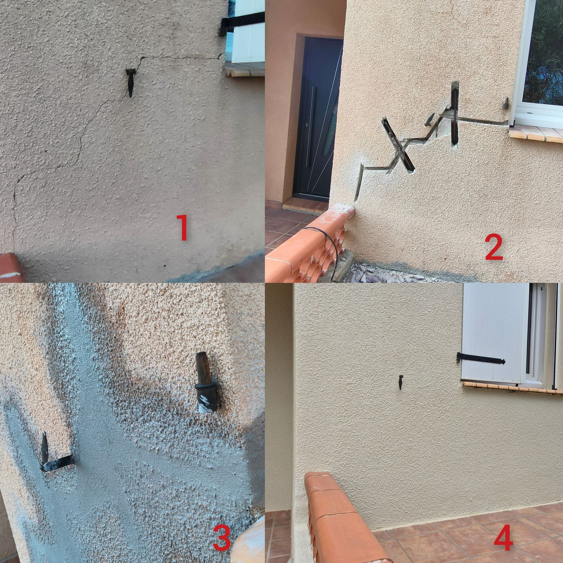 Processus de réparation d'une fissure en 4 étapes