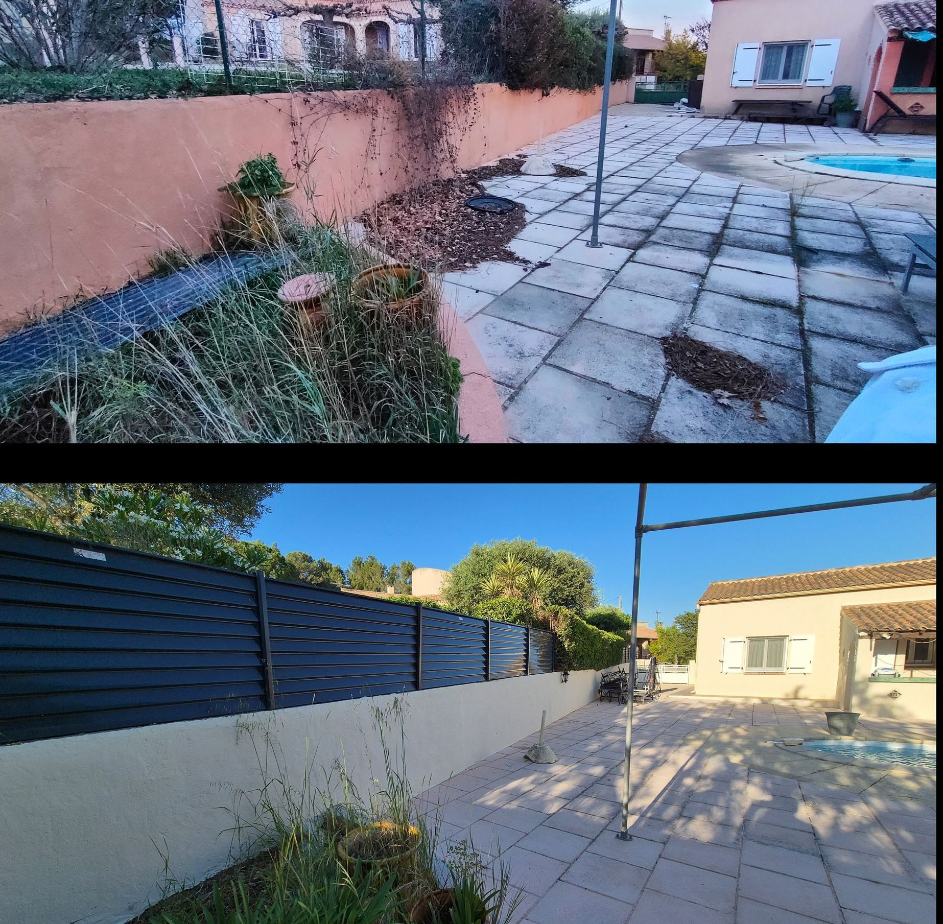 Avant/après d'un sol extérieur en pierre