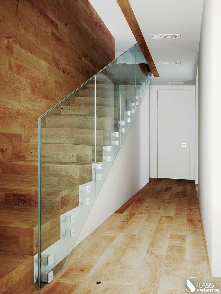 Rambarde d'escalier en paroi vitrée