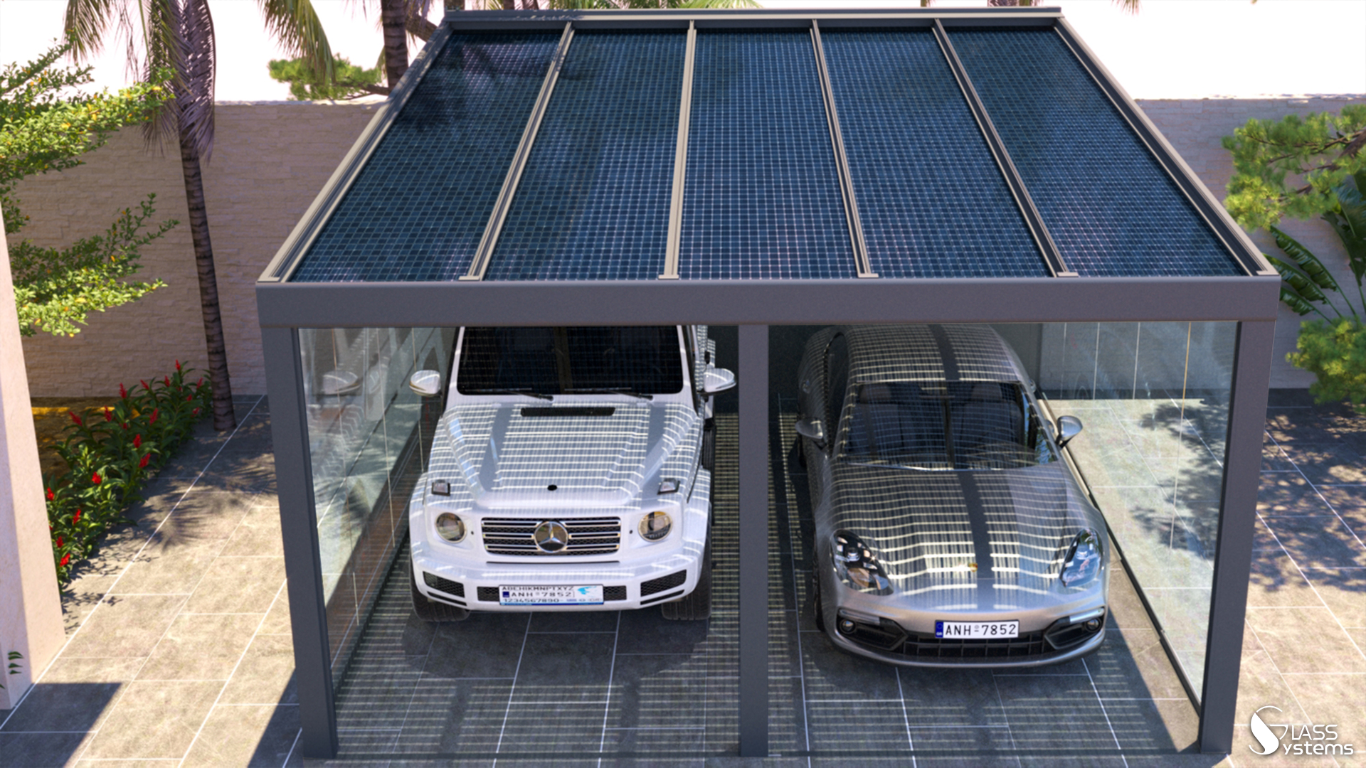 Pergola avec panneaux photovoltaïques