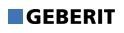 Geberit-Logo mit blauem Quadrat und schwarzer Schrift.
