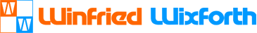 Logo mit orangefarbenem und blauem Text: "Winfried Wixforth".