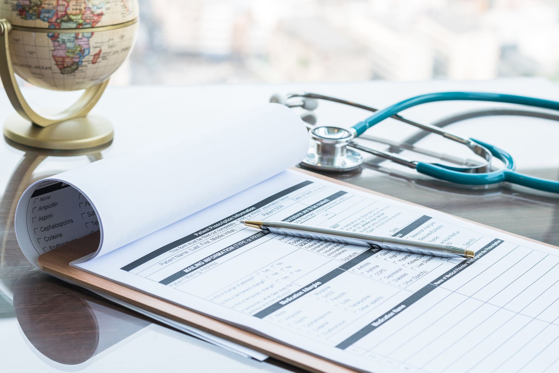 Stéthoscope et documents médicaux
