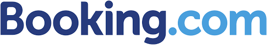 Un logotipo de booking.com azul y blanco sobre un fondo blanco.