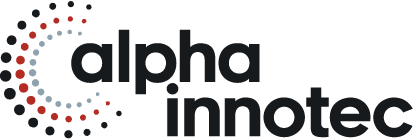 Un logo per alpha innotec con un cerchio di punti attorno