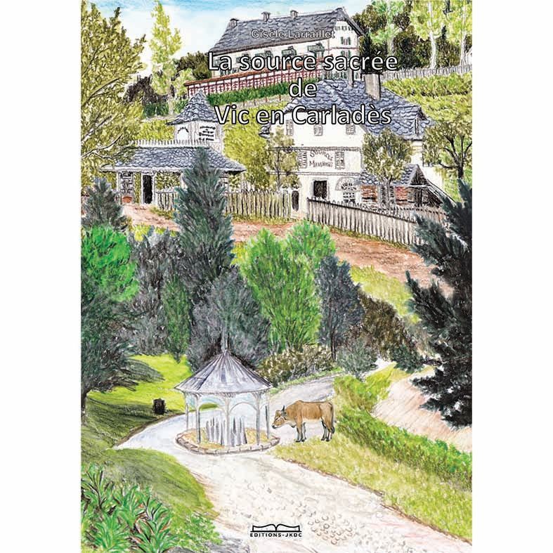 Couverture d'un livre avec un dessin de village en montagne 