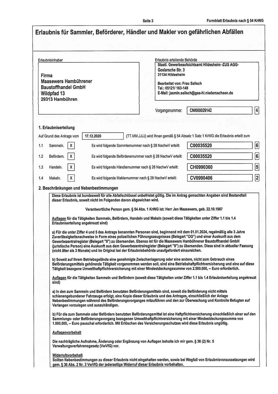Ausgefülltes Formular, deutsches Rechtsdokument; enthält Kontrollkästchen, Felder und Anweisungen.