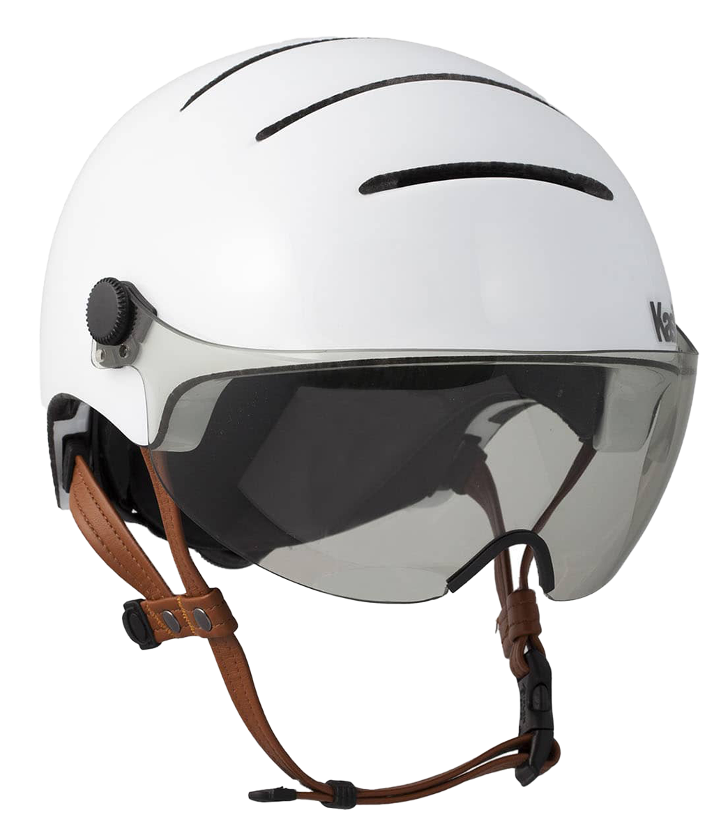 Casque blanc avec visière de la marque Kask