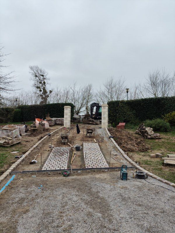 Installation de pavés grès en bordure