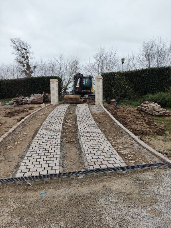 Création de bandes de roulement en pavés 