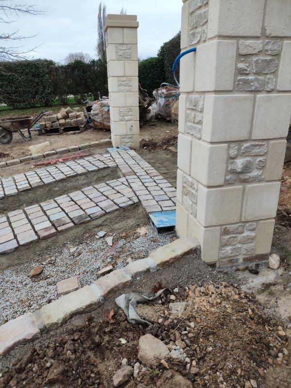 Création de bandes de roulement en pavés 