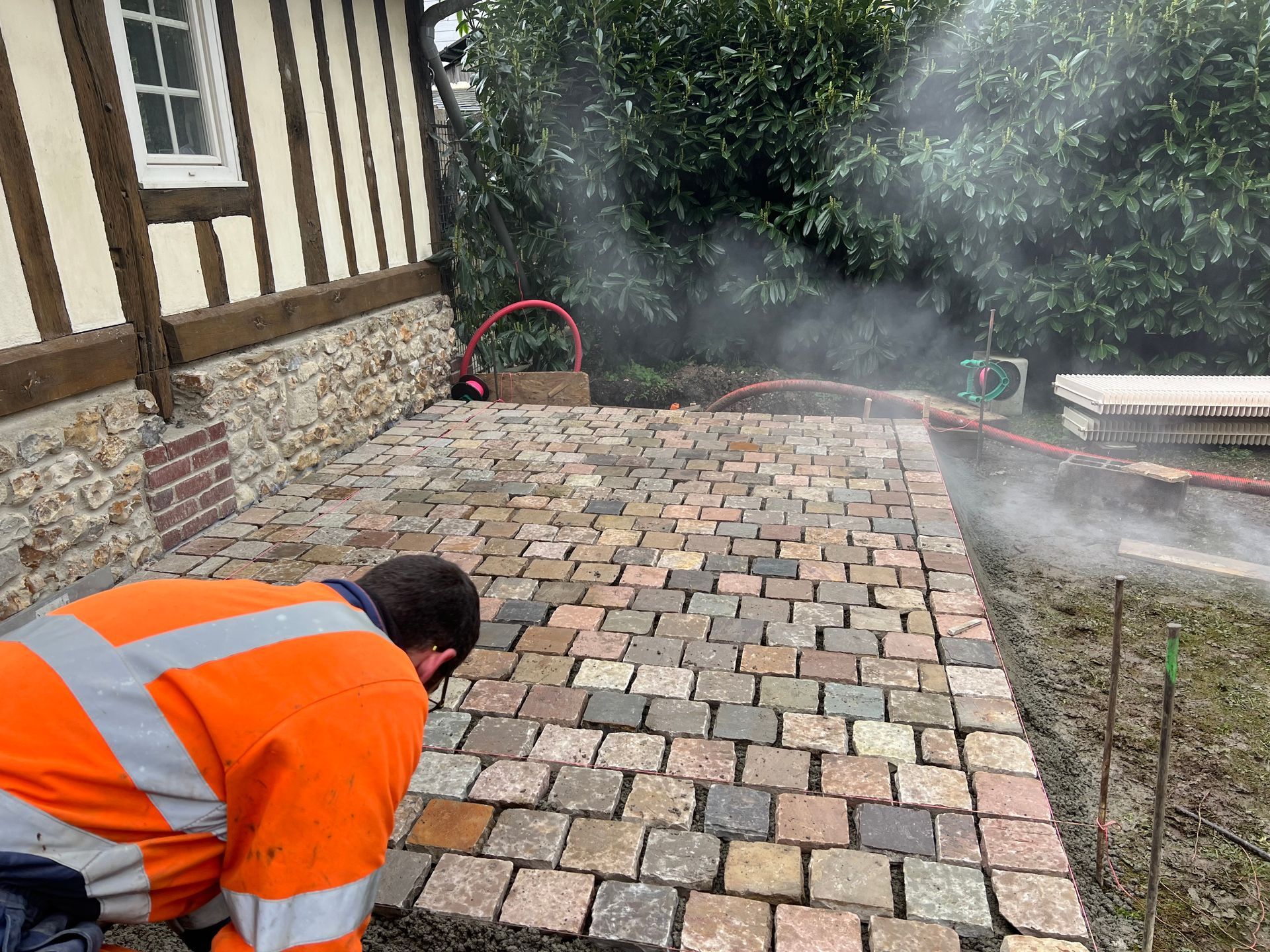 Préparation pour pose de pavés 