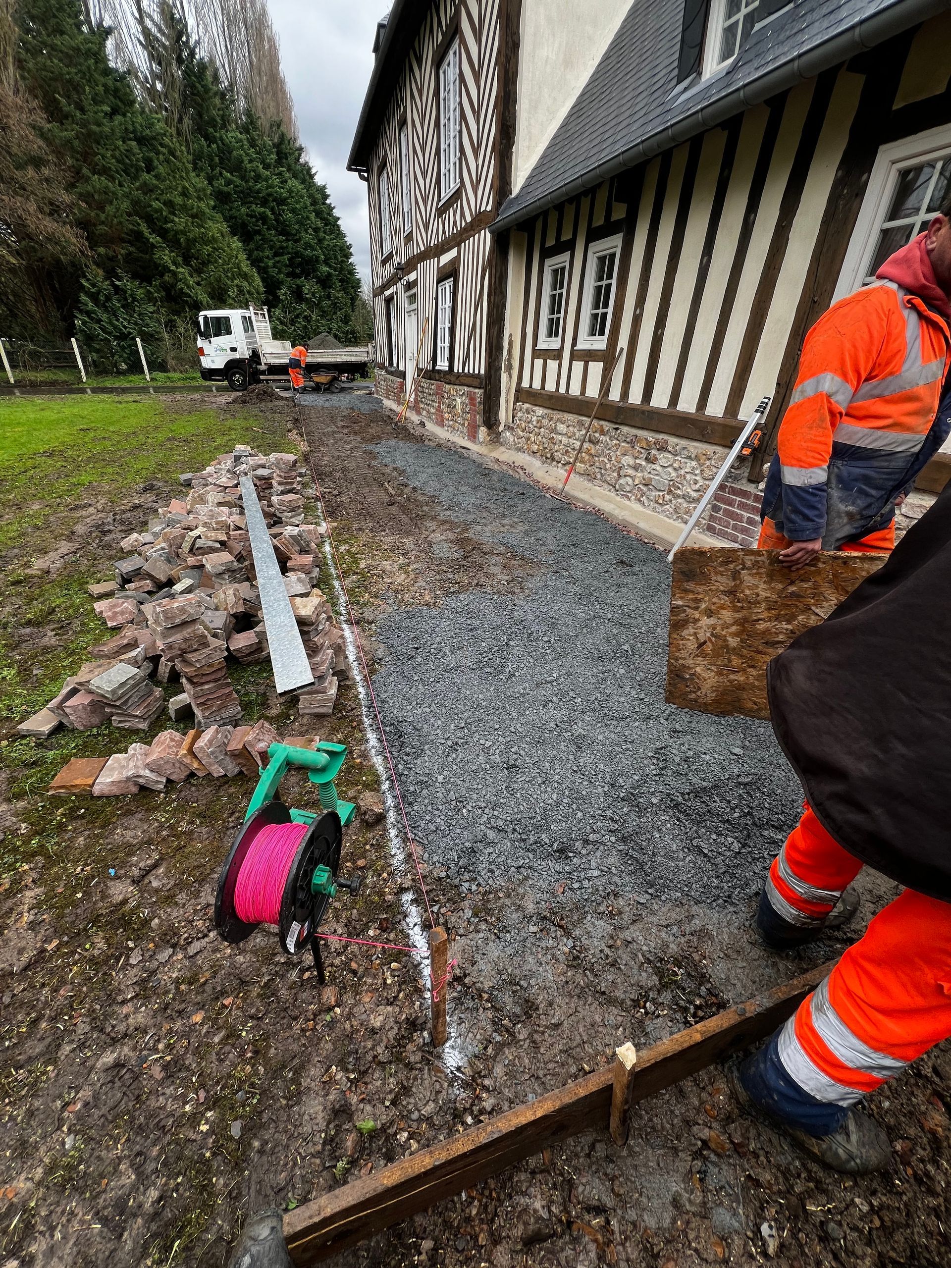 Préparation pour pose de pavés 