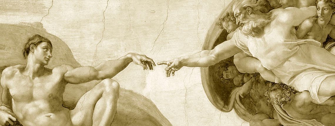 Dues figures s'estenen l'una cap a l'altra, els seus dits gairebé es toquen en un detall icònic de la Capella Sixtina de Miquel Àngel.
